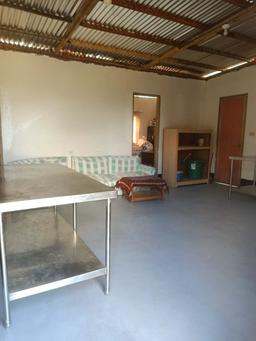 Processing room with steel work table